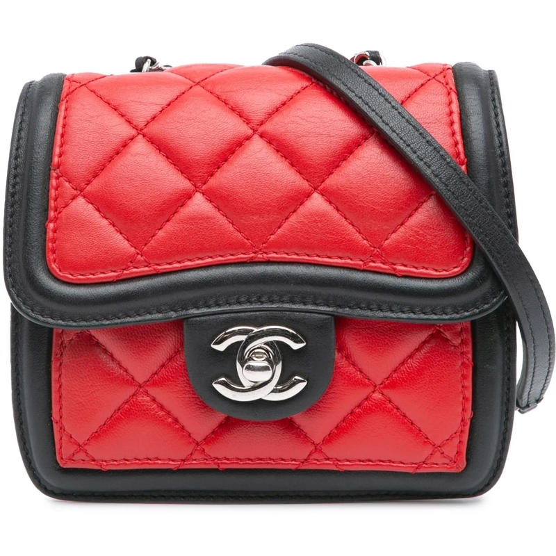 Chanel Schultertasche Mini Square Lambskin Graphic Flap Crossbody rot