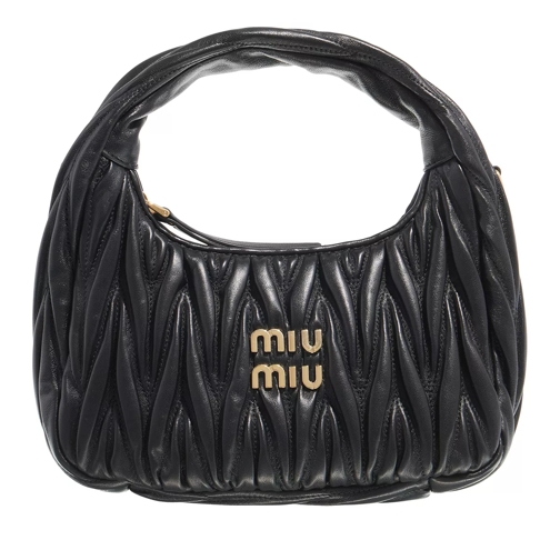 Miu Miu Wander Mateless Nappa Leather Mini Hobo Bag Black Liten väska