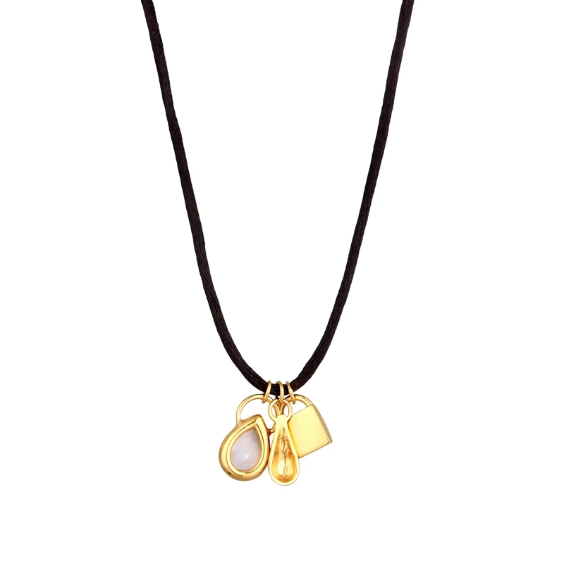 Elli Mittellange Halskette Halskette Satin Choker Layer Amazonit Mondstein 92 gold(Image 3)