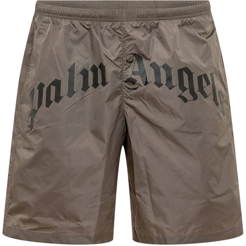 Palm Angels  Costume da Bagno con Logo Curvo taupe