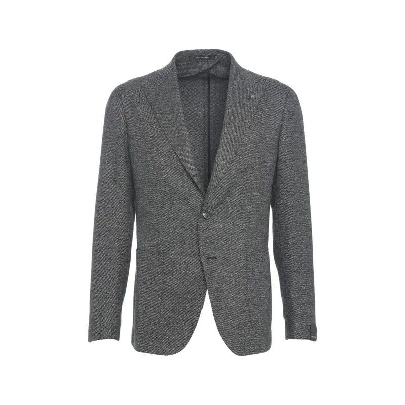 Tagliatore Blazer Single-Breasted Mélange Blazer With Flap Pockets Grey