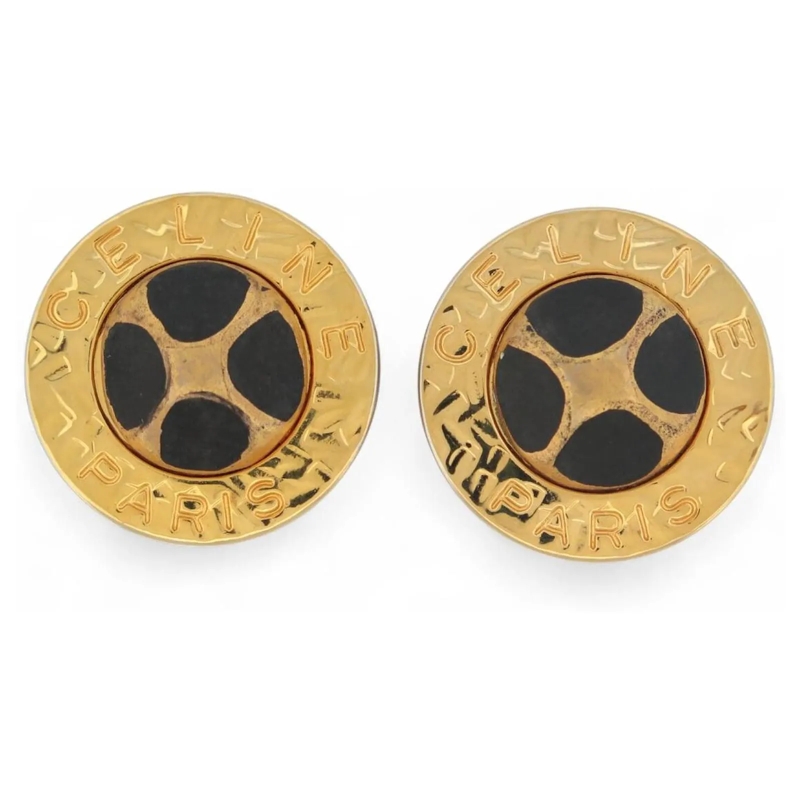 Celine Ohrstecker VINTAGE CELINE GROSSE RUNDE GOLDMETALL OHRRINGE gold