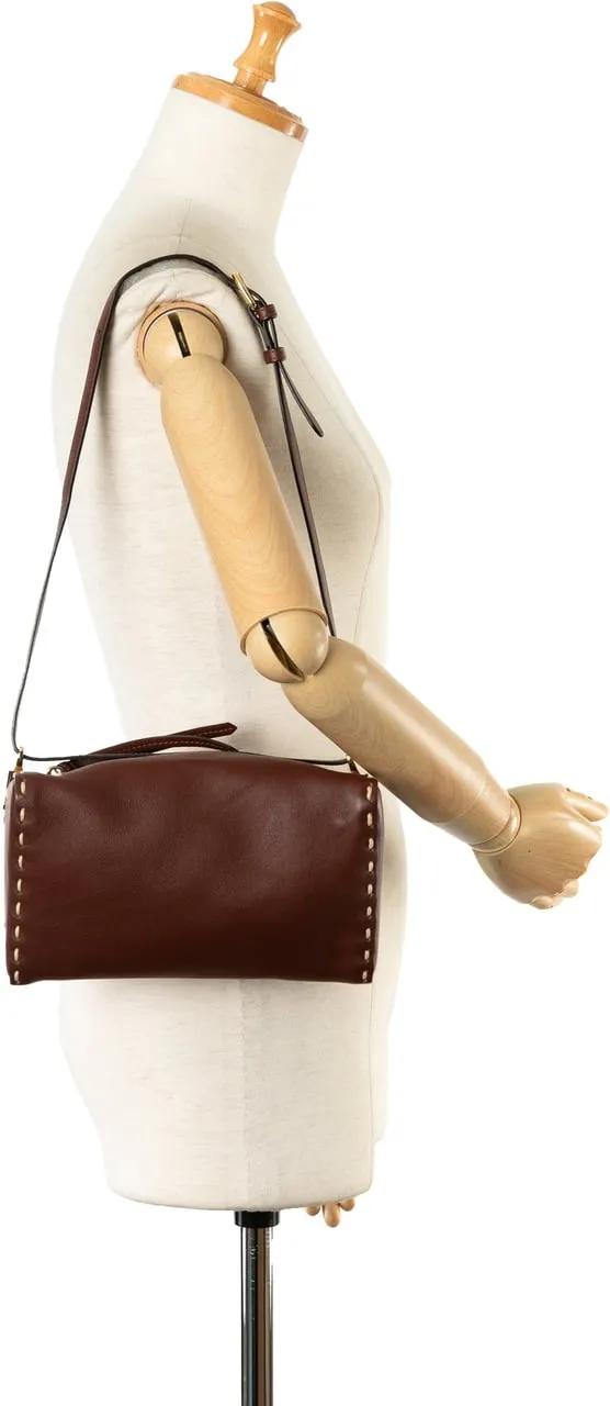 Fendi Hobo bags 2010-2023 Calfskin Selleria Triangle Shoulder Bag in bruin