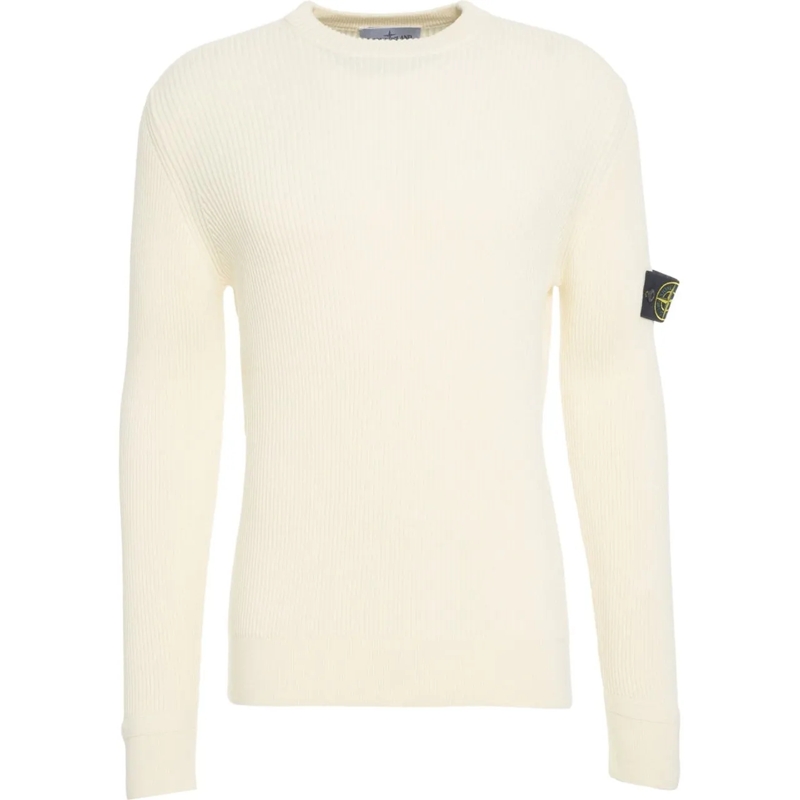 Stone Island  Ribbed sweater with logo weiß