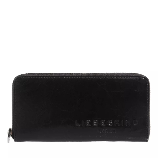 Liebeskind Berlin Elvira Paper Touch Crinkle Black Portemonnaie mit Zip-Around-Reißverschluss