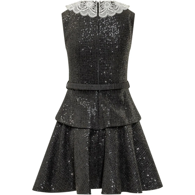 Self Portrait Minikleid Mini Abito con Colletto Ricamato schwarz(Image 2)