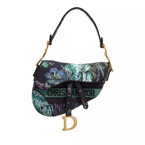 Christian Dior Saddle Bag Embroidered Voyage Toile de Jouy Medium Blue/Multicolor Saddle Bag