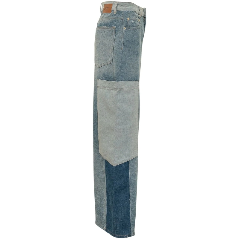 GANNI Boyfriend-Jeans Jeans Cargo Patchwork a Gamba Ampia blau(Image 3)