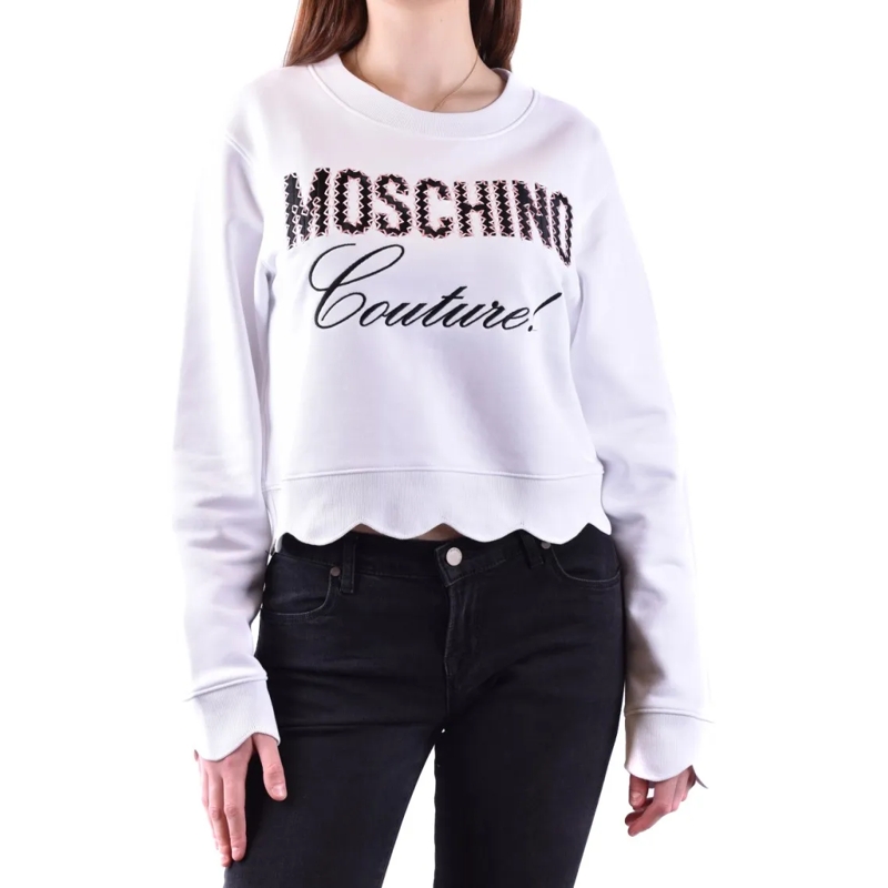 Moschino  Cropped White Sweatshirt With Scalloped Hem White
