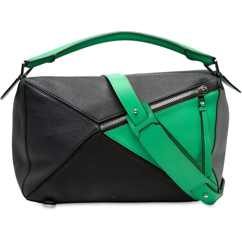 Loewe Schultertasche Large Multicolor Calfskin Puzzle Satchel schwarz