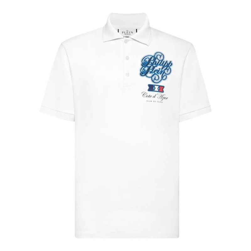 Philipp Plein Top Poloshirt Racing weiss