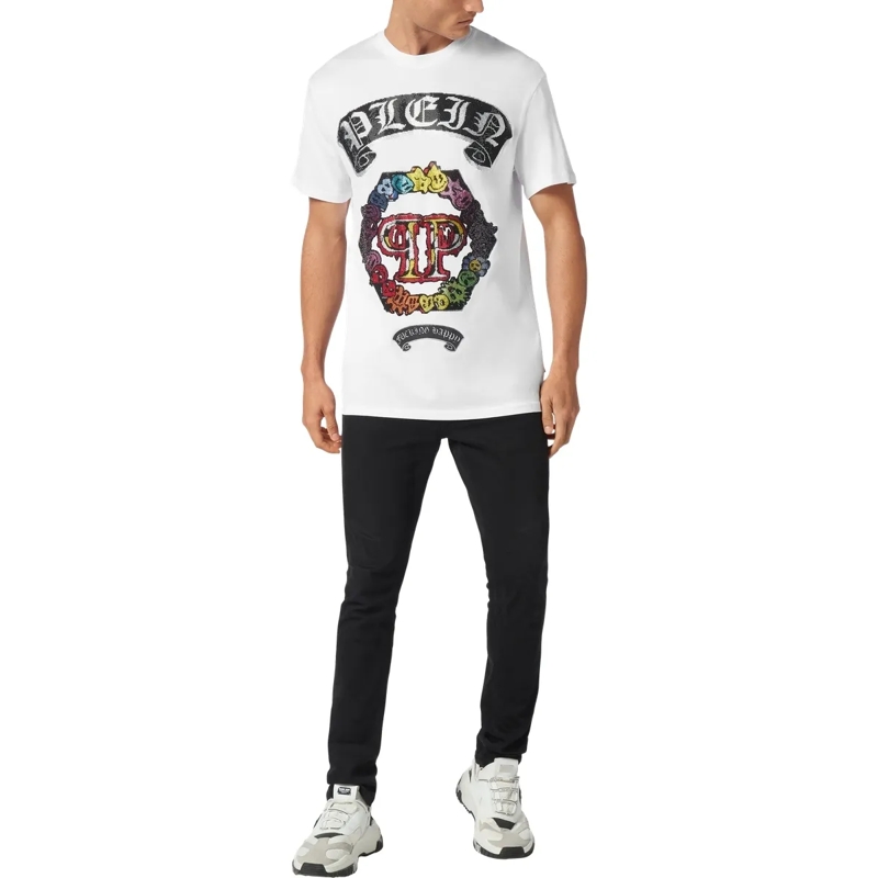 Philipp Plein T-Shirt T-Shirt Smile Mit Schmucksteinen weiss(Image 4)