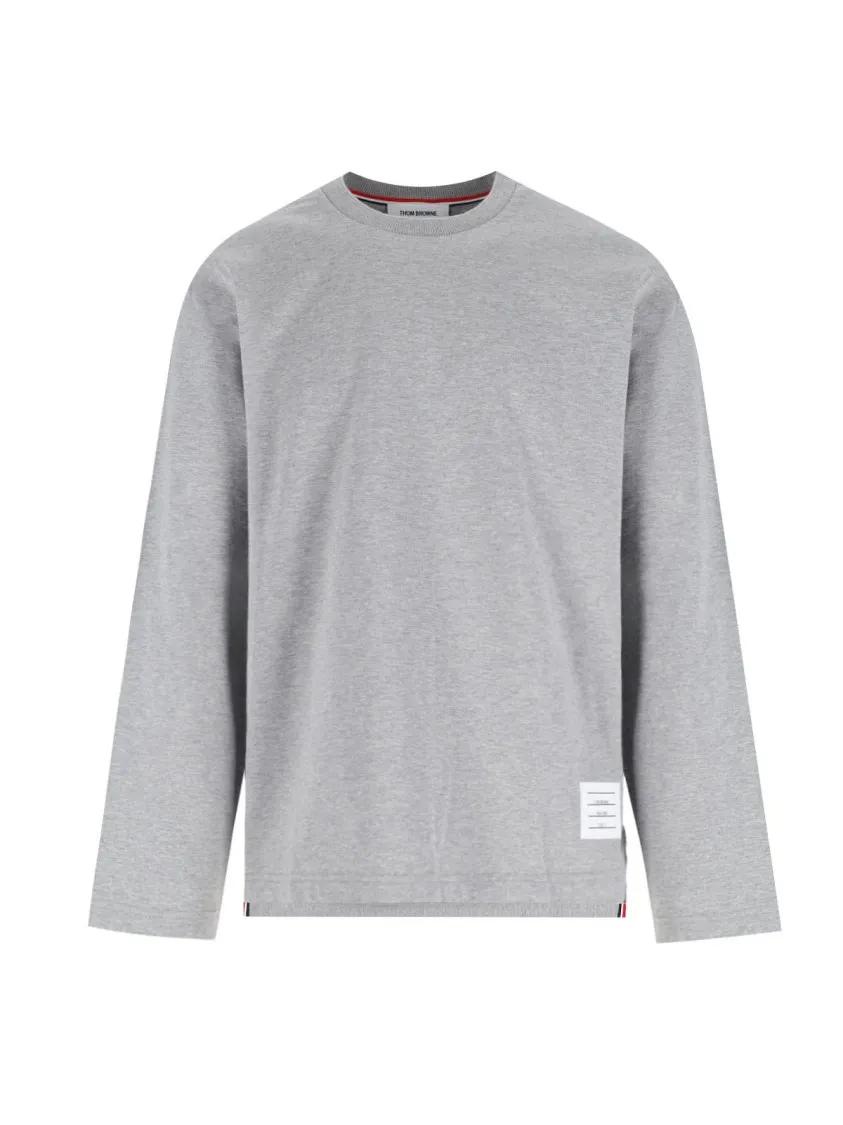 Thumbnail - Thom Browne - Logo T-Shirt – Grey - Größe 3 - grau