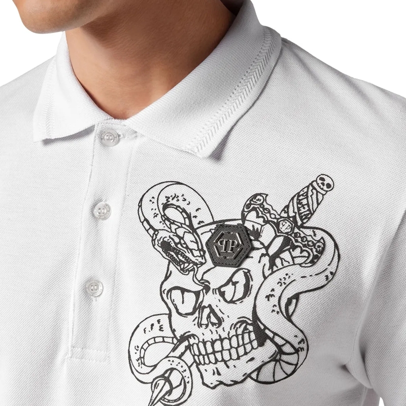 Philipp Plein Top Poloshirt Snake weiss(Image 3)