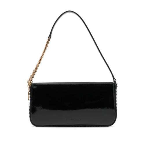 Stella McCartney Sac à bandoulière Black Glossy Finish Handbag With Chain Strap Black