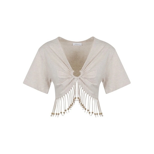 Paco Rabanne T-Shirts Cropped Ecru T-Shirt Neutrals