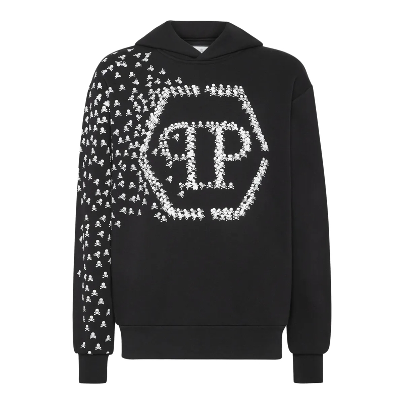 Philipp Plein Top Hoodie Skull&Bones schwarz