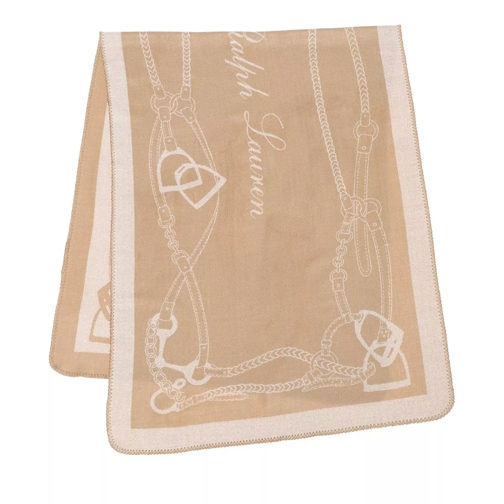 Lauren Ralph Lauren Blanket Scarf Wrap Camel/Cream Lichtgewicht Sjaal