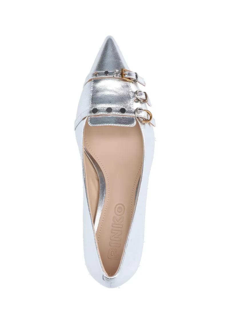 Thumbnail - Pinko Hohe Schuhe - Pointed Slip-On Pumps With Metallic Silver Leather - Gr. 40 (EU) - in Silber - für Damen