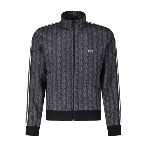 Lacoste Sweatjacke mit Jacquard-Monogramm und Logo-Detail Dunkelgrau Overgangsjas