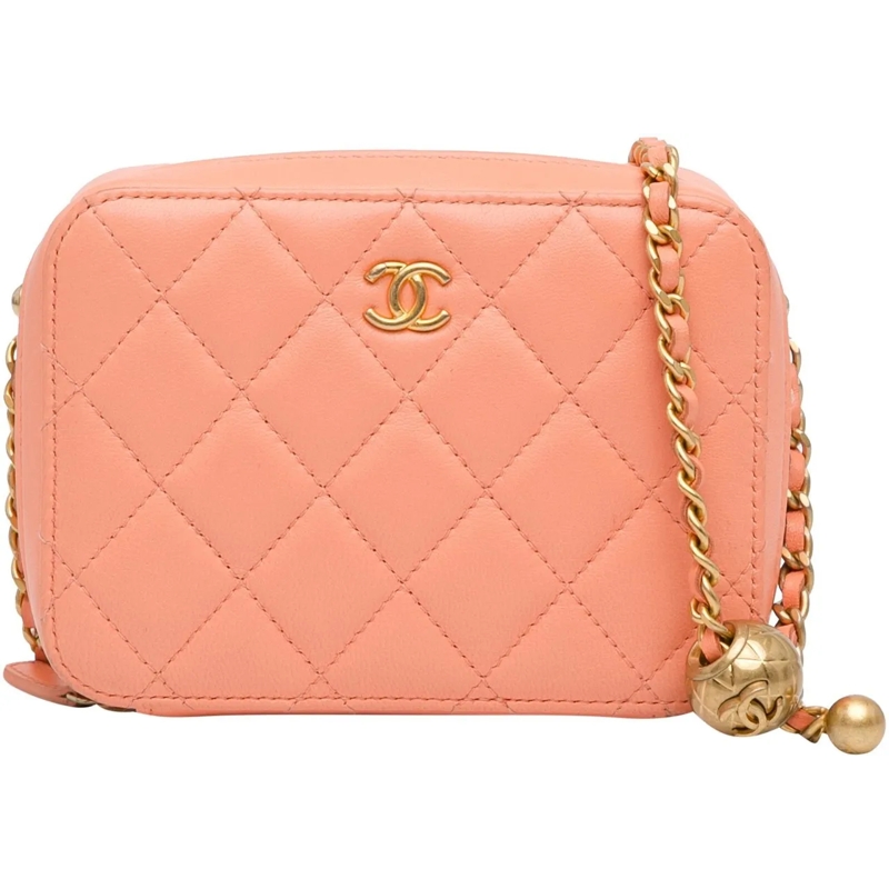 Chanel Schultertasche CC Quilted Lambskin Pearl Crush Camera Bag orange