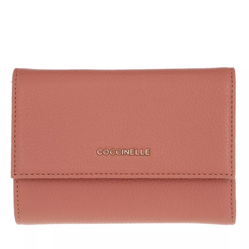 Coccinelle Metallic Soft Wallet Litchi Tri-Fold Portemonnaie