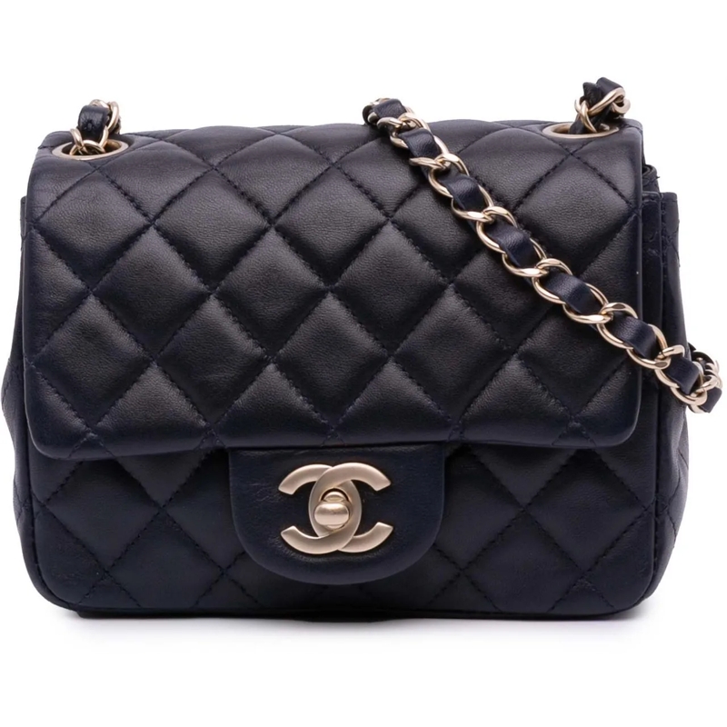 Chanel Sac à bandoulière Mini Square Classic Lambskin Single Flap blau