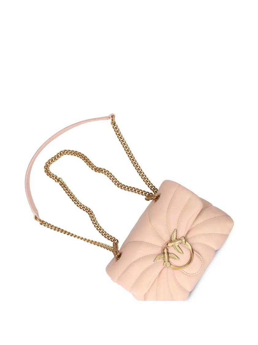 pinko Hobo bags Quilted Flap Bag With Decorative Emblem And Chain in roze
