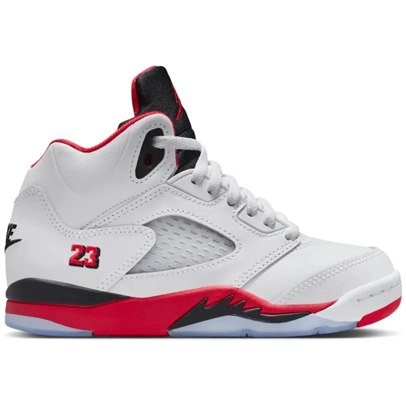 Nike Low-Top-Sneaker Jordan 5 Retro Fire Red Black Tongue (2025) (PS) weiß