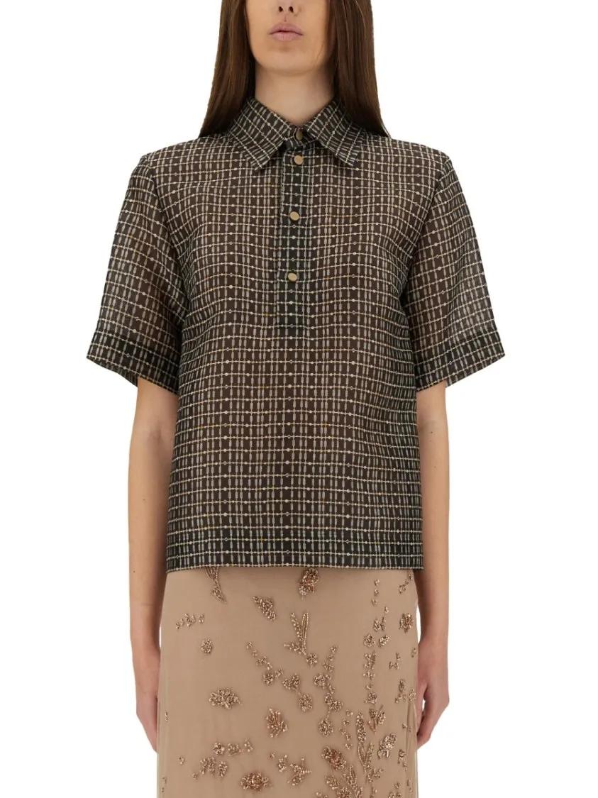 Thumbnail - Fendi - Silk Net Shirt - Größe 40 - braun