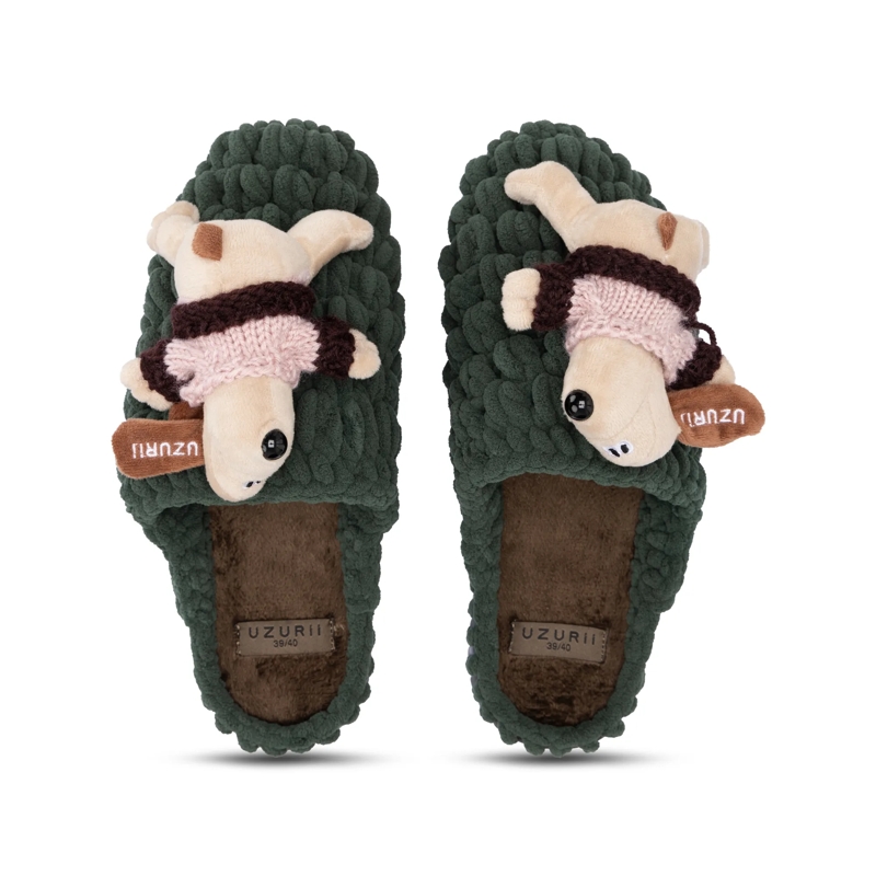 UZURII Flip Flops Pantoffeln Pantoffel Cosy Snoopy dunkel-grün