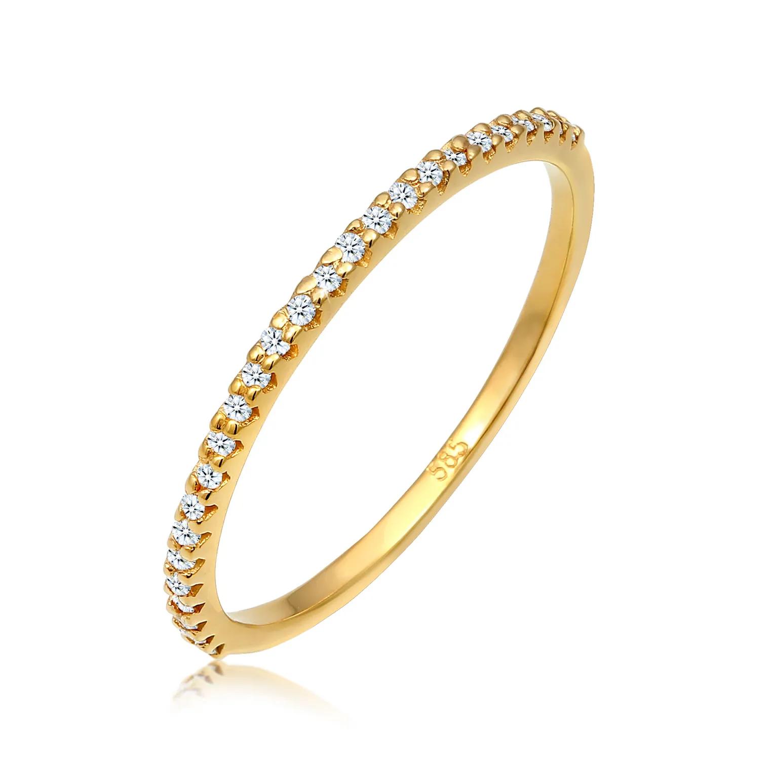 Elli Ringe - Ring Geo Microsetting Diamant (0.125 ct.) 585 Gelb - Gr. 52 MM - in Gold - für Damen