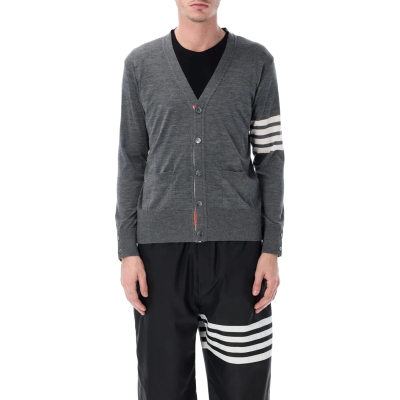 Thom Browne Vest Wool 4-Bar V-Neck Cardigan Grey