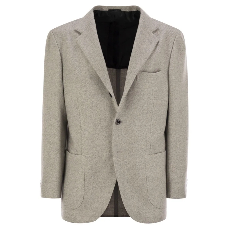 Kiton Blazer Single-Breasted Cashmere Jacket Grey