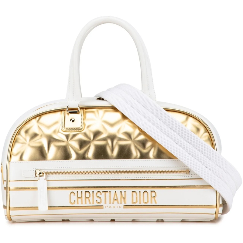 Christian Dior Schultertasche Medium Padded Etoile Leather Vibe Zip Bowling Bag gold