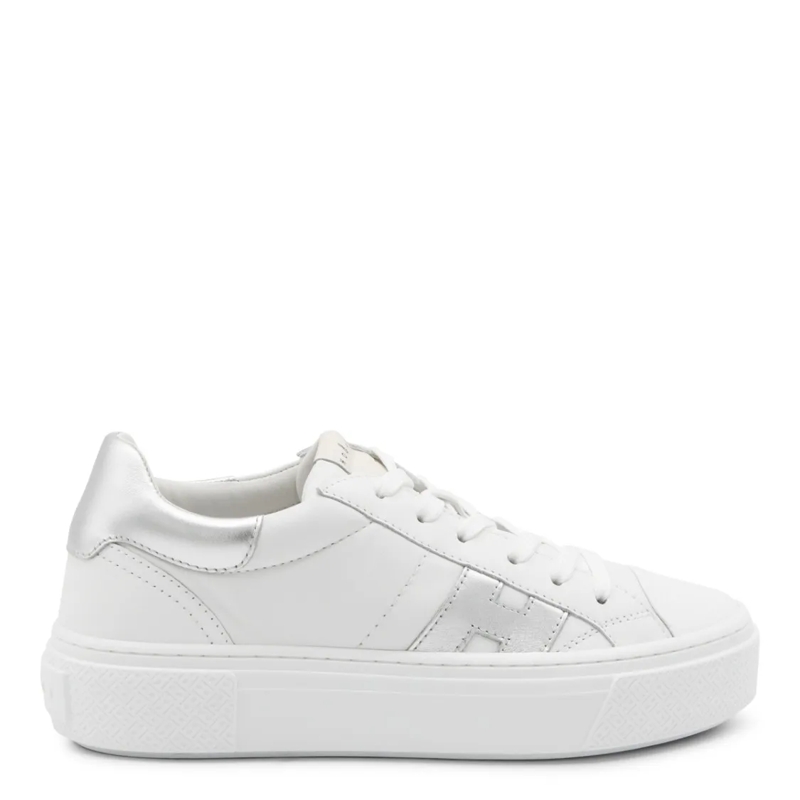 Hogan Lage-top sneaker White Leather Sneakers With Silver Accents White