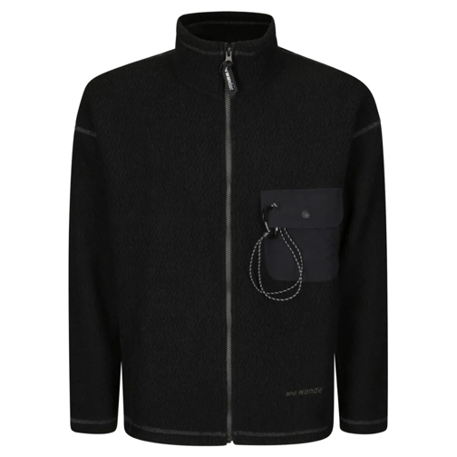 And Wander Pullover Wool Blend Zip Stand Knitwear Black