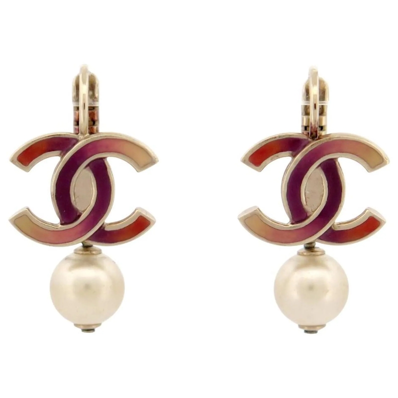 Chanel Ohrstecker CHANEL 2016 LOGO CC HÃ„NGENDE METALLPERLEN-OHRRING gold