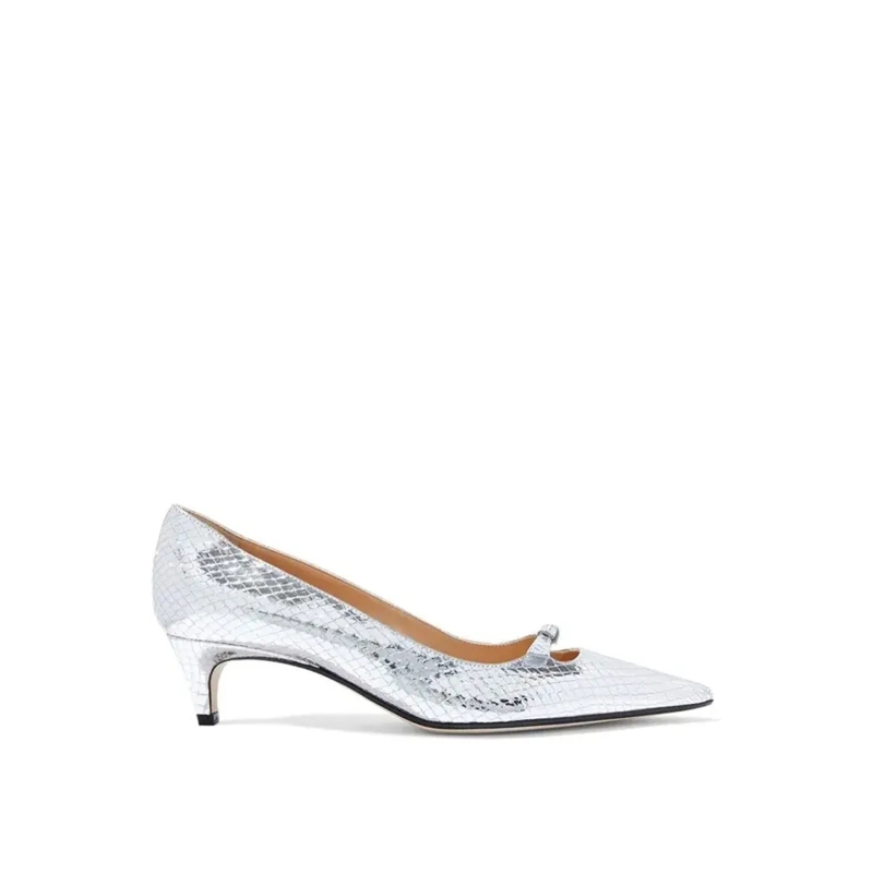 sergio rossi Escarpins Isobel 045 Leather Pumps With Pointed Toe And Bow  Silver