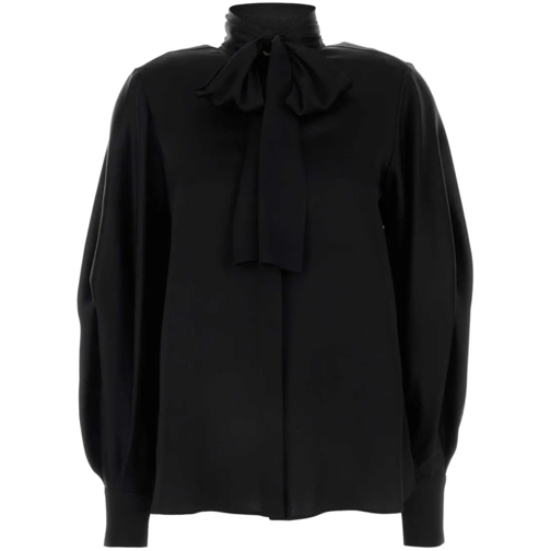 Alberta Ferretti Chemisiers Black Satin Weave Blouse Black