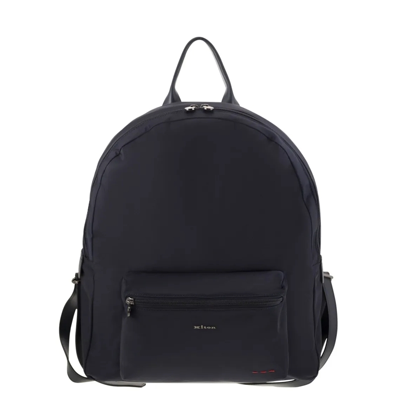 Kiton Rugzak Technical Fabric Backpack With Logo Blue
