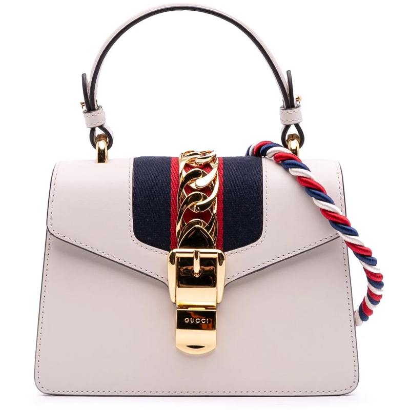 Gucci Schultertasche Mini Calfskin Sylvie Satchel weiß
