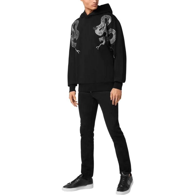 Philipp Plein Top Kapuzen-Sweatshirt Snake Mit Schmucksteinen schwarz(Image 5)