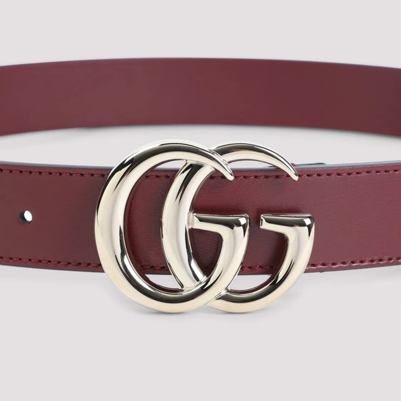 Gucci Riem Red Calf Leather Belt With Double-G Buckle Red