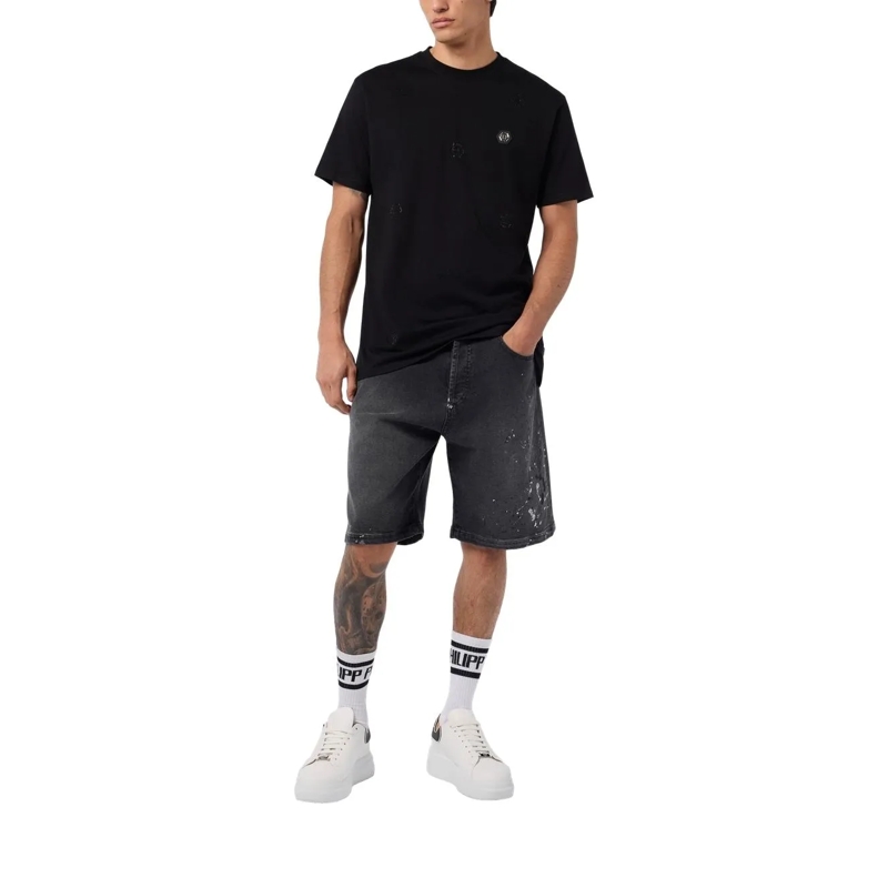 Philipp Plein T-Shirt Round Neck T-Shirt Monogram Stones Monogram schwarz(Image 3)