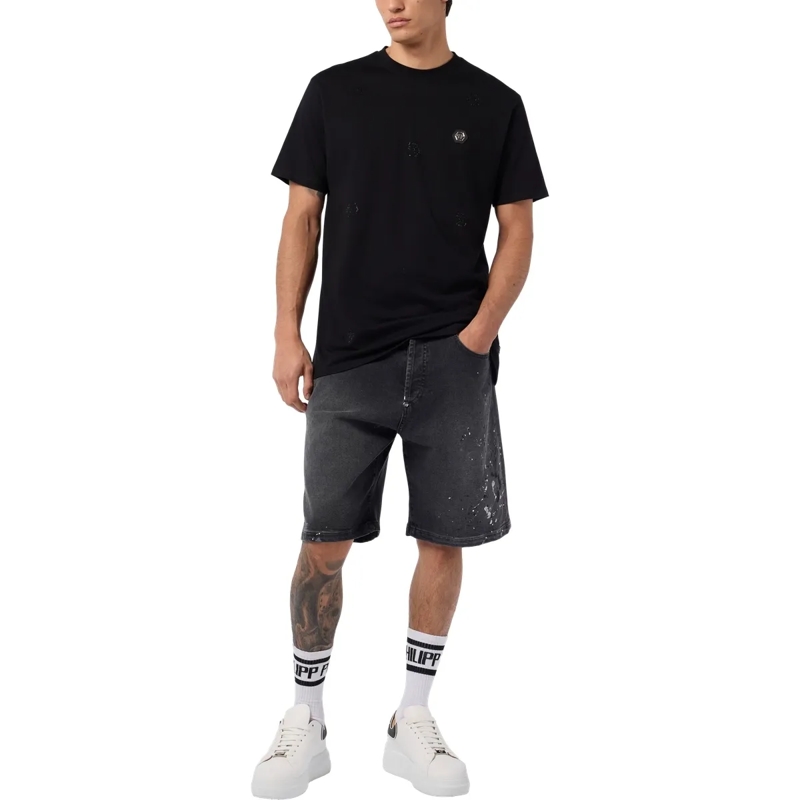 Philipp Plein T-Shirt Round Neck T-Shirt Monogram Stones Monogram schwarz(Image 4)
