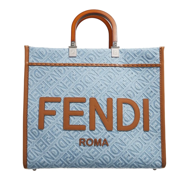 Fendi Shopping Bag Denim Orange Tote