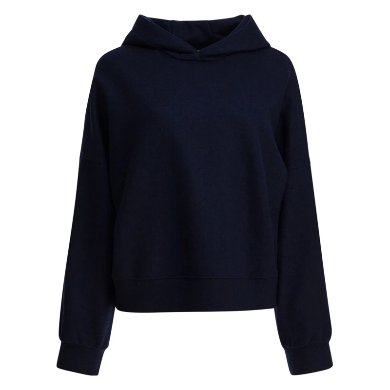 CIRCOLO 1901  Cropped Navy Blue Wool Sweatshirt With Hood Black