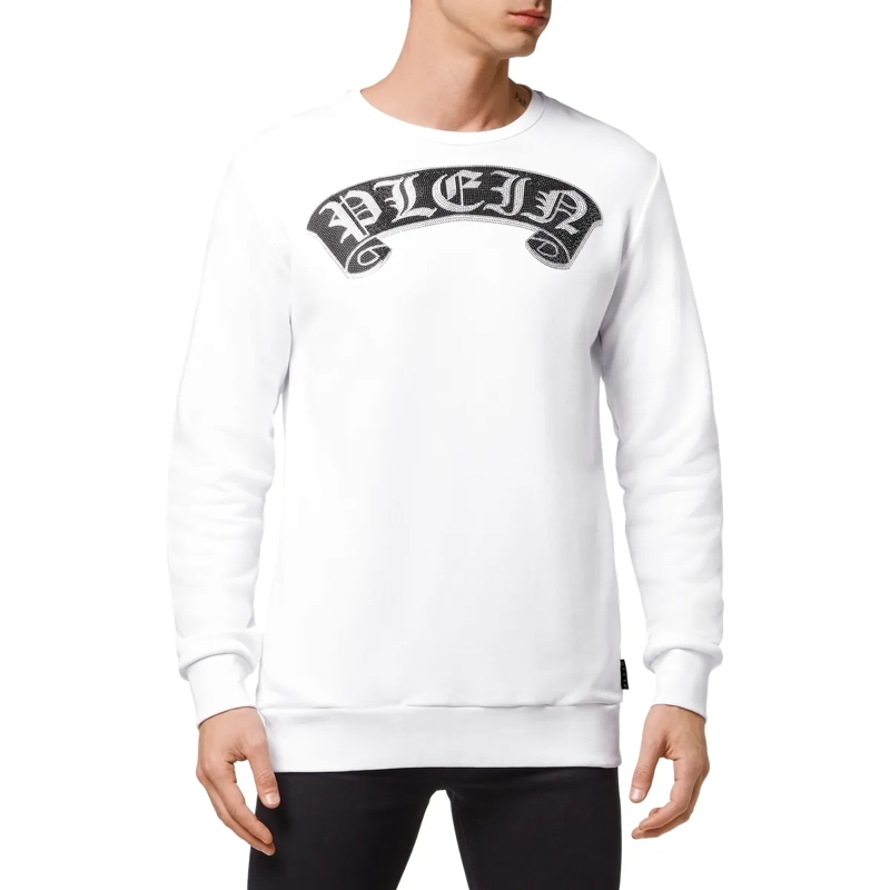 Philipp Plein Top Sweatshirt Gothic Plein Mit Schmucksteinen weiss(Image 3)