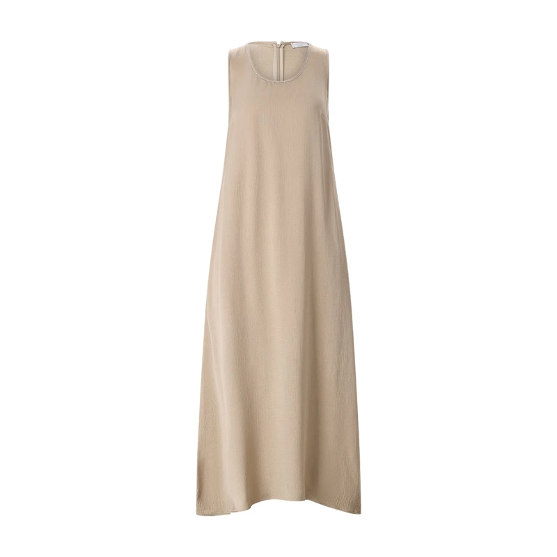 Peserico Robe longue Midikleid mit Schmuckdetails braun